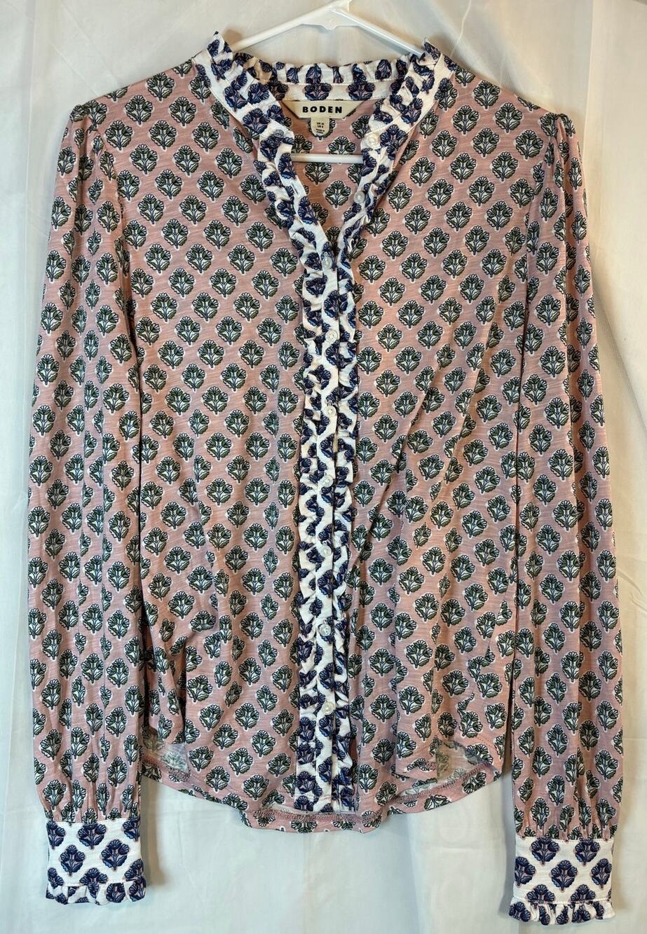 Boden Pink Floral Multicolor Button Down Size 6